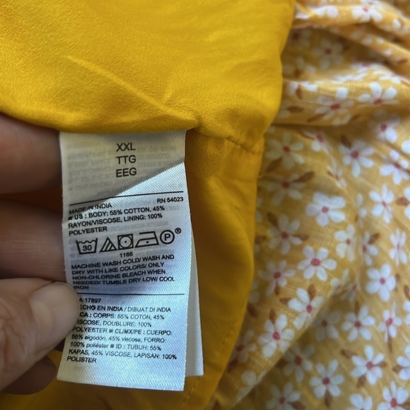 Old Navy Plus Yellow Orange Wrap Dress Waist Defined Ruffle Sleeve Womens Sz 2XL - Picture 8 of 9